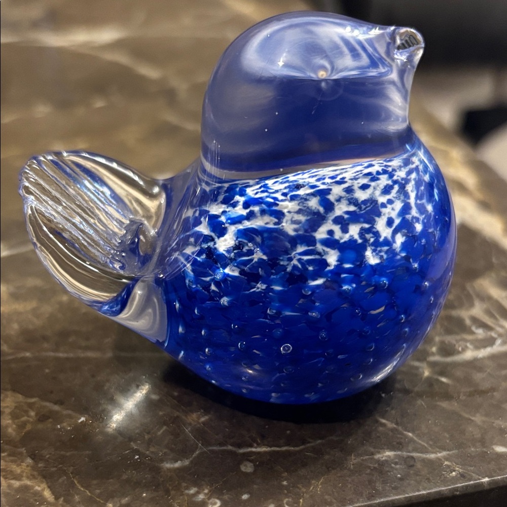 Blue Glass Bird Figurine